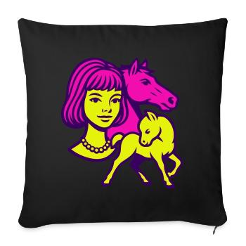 Horse Girl Pop Art - Sofa pillowcase 17,3'' x 17,3'' (45 x 45 cm) - black - Front