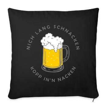 Nich lang schnacken - tasse dans le cou - Housse de coussin décorative 45 x 45 cm - noir - Devant