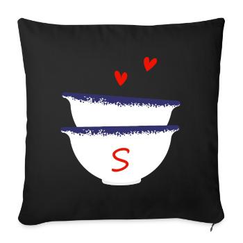 Lettre s bols breton - Housse de coussin décorative 45 x 45 cm - noir - Devant