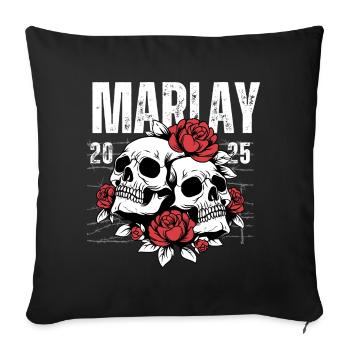 Skeleton Skull with Roses and Memorial Theme - Sofa pillowcase 17,3'' x 17,3'' (45 x 45 cm) - black - Front