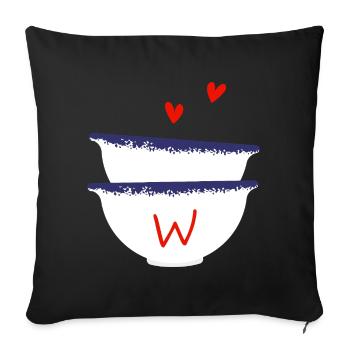 Breton Letter w Bowls - Sofa pillowcase 17,3'' x 17,3'' (45 x 45 cm) - black - Front