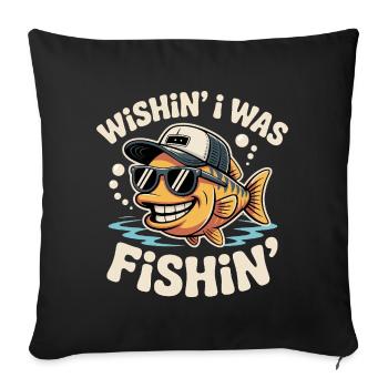 Lustiger Anglerfisch mit Sonnenbrille und Cap - Sofakissenbezug 45 x 45 cm - Schwarz - Vorne