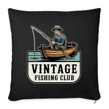 Retro Angler Motif - Sofa pillowcase 17,3'' x 17,3'' (45 x 45 cm) - black - Front