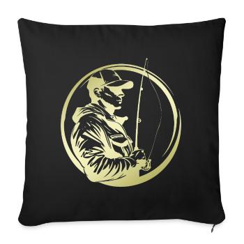 Fishing Silhouette Fisherman - Sofa pillowcase 17,3'' x 17,3'' (45 x 45 cm) - black - Front