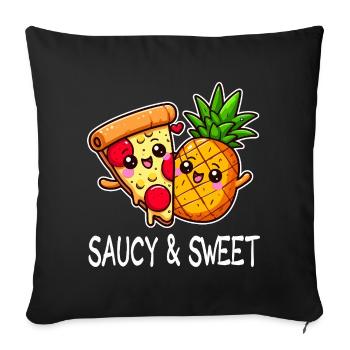 Kawaii Love Pineapple Pizza - Sofa pillowcase 17,3'' x 17,3'' (45 x 45 cm) - black - Front