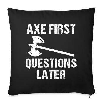 Mythologie viking Valhalla guerrier hache dictons - Housse de coussin décorative 45 x 45 cm - noir - Devant