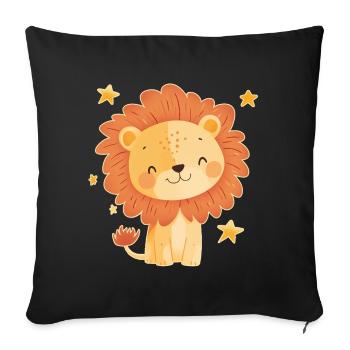 Lion avec ciel étoilé - Housse de coussin décorative 45 x 45 cm - noir - Devant