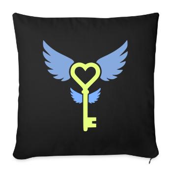 Clé du cœur | Symbole de l’amour et de la romance - Housse de coussin décorative 45 x 45 cm - noir - Devant