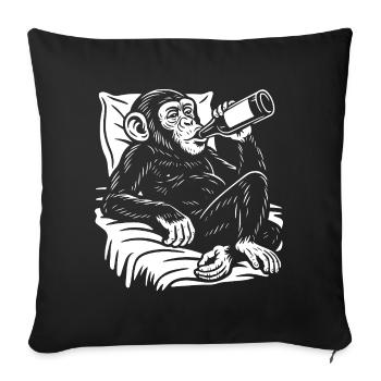 Cheeky Chimp schlürft Bier - Sofakissenbezug 45 x 45 cm - Schwarz - Vorne