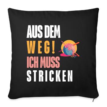 Laissez-moi passer : je dois tricoter !  Personnalisable - Housse de coussin décorative 45 x 45 cm - noir - Devant