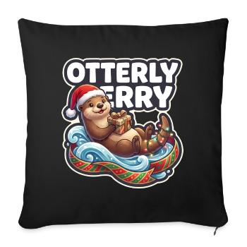 Loutre de Noël joyeux Loutre - Housse de coussin décorative 45 x 45 cm - noir - Devant