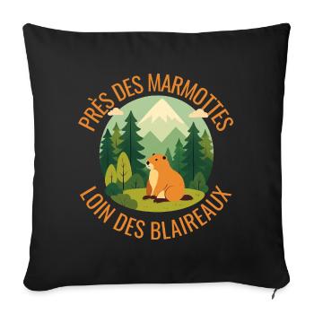 Alpine Marmot in the Forest - Sofa pillowcase 17,3'' x 17,3'' (45 x 45 cm) - black - Front