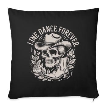 Skull with Cowboy Hat Line Dance Forever - Sofa pillowcase 17,3'' x 17,3'' (45 x 45 cm) - black - Front