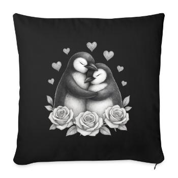 Love Duo Penguin Roses - Sofa pillowcase 17,3'' x 17,3'' (45 x 45 cm) - black - Front