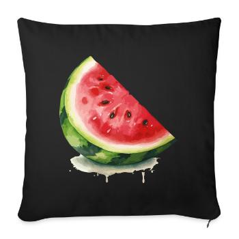 Aquarell-Wassermelone Scheibe - Sofakissenbezug 45 x 45 cm - Schwarz - Vorne
