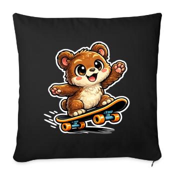 Cuddly Bear Skateboard Adventure - Sofa pillowcase 17,3'' x 17,3'' (45 x 45 cm) - black - Front