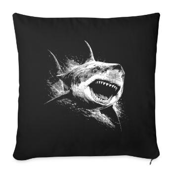 Silhouette du requin noir et blanc - Housse de coussin décorative 45 x 45 cm - noir - Devant
