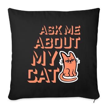 Demandez-moi pour mon chat Chat Amour des animaux Animaux - Housse de coussin décorative 45 x 45 cm - noir - Devant