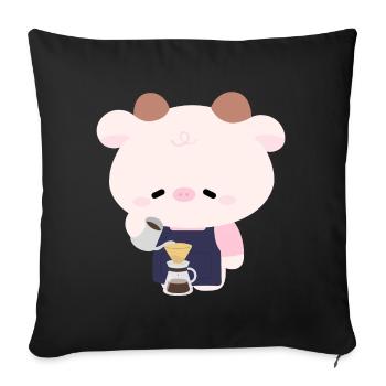 Kawaii Cow Barista  - Sofa pillowcase 17,3'' x 17,3'' (45 x 45 cm) - black - Front