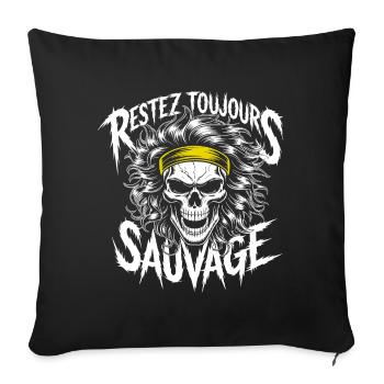 Restez Sauvage Toujours Skull - Sofa pillowcase 17,3'' x 17,3'' (45 x 45 cm) - black - Front