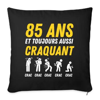 85 ans humour anniversaire vintage - Housse de coussin décorative 45 x 45 cm - noir - Devant