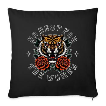 Style de tatouage féministe : pas de repos pour les femmes - Housse de coussin décorative 45 x 45 cm - noir - Devant
