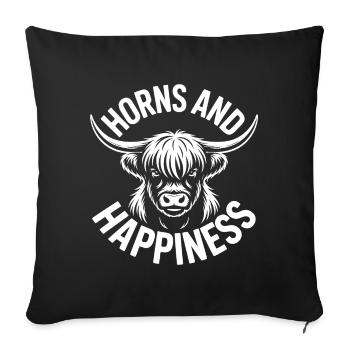 Highland Cow / Highland Beef – I Love Highlands - Sofa pillowcase 17,3'' x 17,3'' (45 x 45 cm) - black - Front