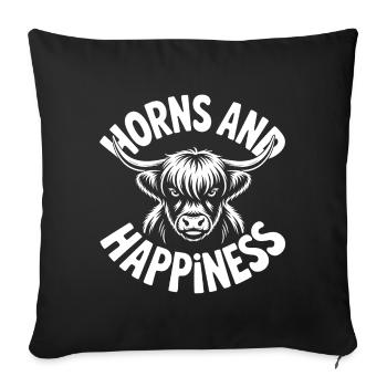 Highland Cow / Highland Beef – I Love Highlands - Sofa pillowcase 17,3'' x 17,3'' (45 x 45 cm) - black - Front
