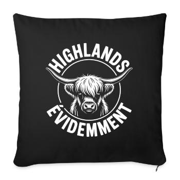 Scottish Highland Cow – Highland Cow - Sofa pillowcase 17,3'' x 17,3'' (45 x 45 cm) - black - Front