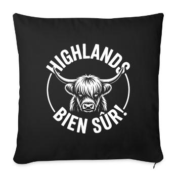 Highland Cow Bien Sûr - Housse de coussin décorative 45 x 45 cm - noir - Devant