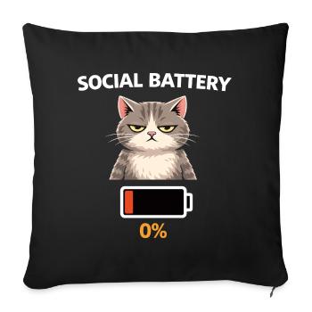 Low Social Battery Cat - Sofa pillowcase 17,3'' x 17,3'' (45 x 45 cm) - black - Front