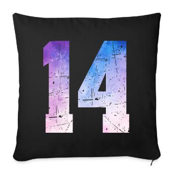 numéro 14 – Cadeau anniversaire 14 ans - Housse de coussin décorative 45 x 45 cm - noir - Devant