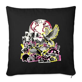 Gegen Krieg Für Frieden - Sofakissenbezug 45 x 45 cm - Schwarz - Vorne