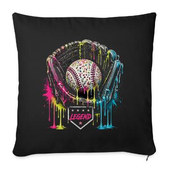 Graphique coloré de la légende du gant de baseball - Housse de coussin décorative 45 x 45 cm - noir - Devant