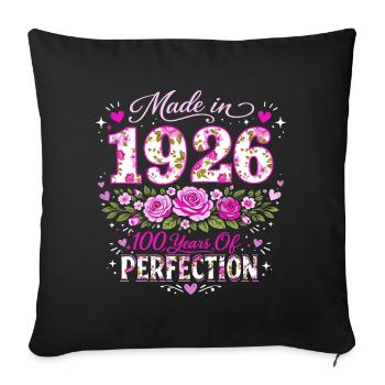 Cadeau 100 Ans Femme - Anniversaire 1926 Floral - Housse de coussin décorative 45 x 45 cm - noir - Devant