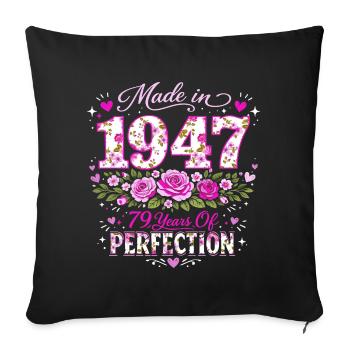 Gift 79 Years Woman - Birthday 1947 Floral - Sofa pillowcase 17,3'' x 17,3'' (45 x 45 cm) - black - Front