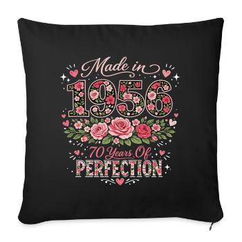 Cadeau 70 Ans Femme - Anniversaire 1956 Floral - Housse de coussin décorative 45 x 45 cm - noir - Devant