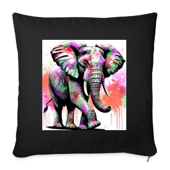 elephant - Sofa pillowcase 17,3'' x 17,3'' (45 x 45 cm) - black - Front