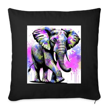 éléphant - Housse de coussin décorative 45 x 45 cm - noir - Devant