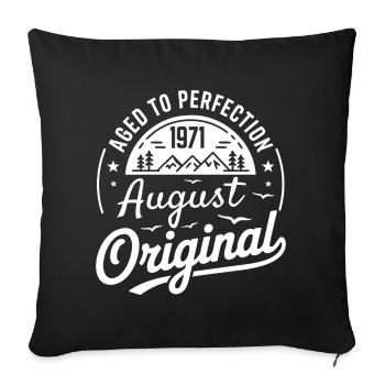 August Original 1971 Vintage Badge - Sofa pillowcase 17,3'' x 17,3'' (45 x 45 cm) - black - Front
