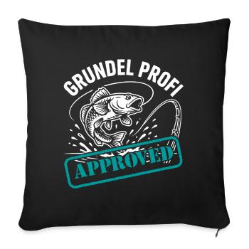 Grundeln_angeln_lustiger_Grundelspruch_221 - Housse de coussin décorative 45 x 45 cm - noir - Devant
