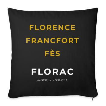 Florac Lozère - Florence - Francfort - Fès - Housse de coussin décorative 45 x 45 cm - noir - Devant