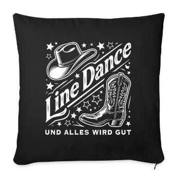 Line Dance Western Hut Stiefel Sterne - Sofakissenbezug 45 x 45 cm - Schwarz - Vorne