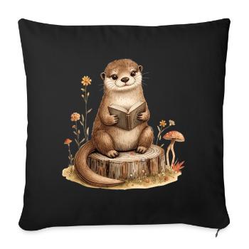 Otter Reading Fall Cozy Book Lover - Sofa pillowcase 17,3'' x 17,3'' (45 x 45 cm) - black - Front
