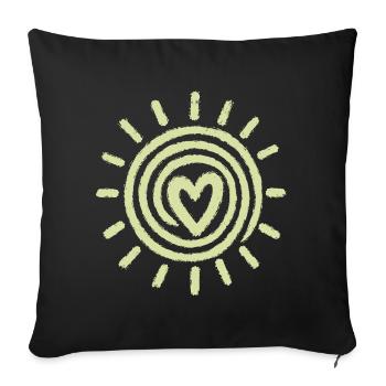Sonne Herz Handzeichnung - Sofakissenbezug 45 x 45 cm - Schwarz - Vorne