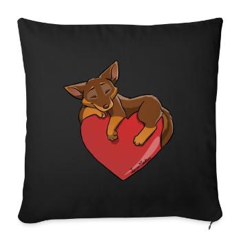 Kelpie Chocolat Feu Coeur - Housse de coussin décorative 45 x 45 cm - noir - Devant