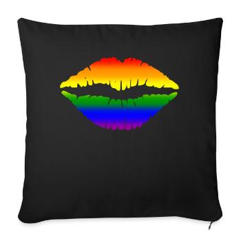 Rainbow Lips - Sofa pillowcase 17,3'' x 17,3'' (45 x 45 cm) - black - Front