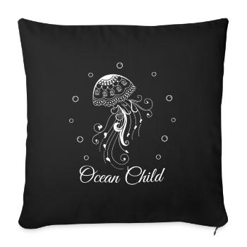 Ocean Child.Nautical.Cool Méduse pour les enfants, bébé - Housse de coussin décorative 45 x 45 cm - noir - Devant