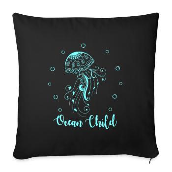 Cool Ocean Child Gifts. Love the Sea.Jelly Fish - Sofa pillowcase 17,3'' x 17,3'' (45 x 45 cm) - black - Front