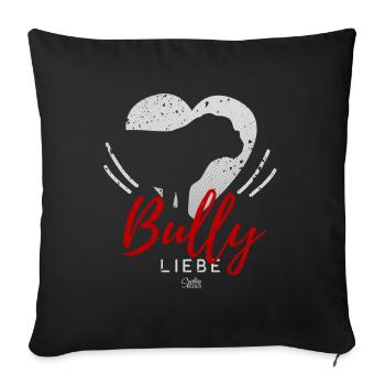 Englische Bulldogge Liebe mit Herz - Sofakissenbezug 45 x 45 cm - Schwarz - Vorne